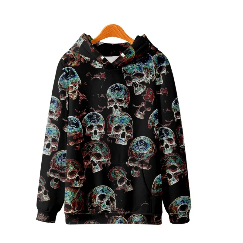 

2022 Men Casual Harajuku Streetwear New Fashion Hip Hop Skull Printed Pullover Hoodies Sweatshirt