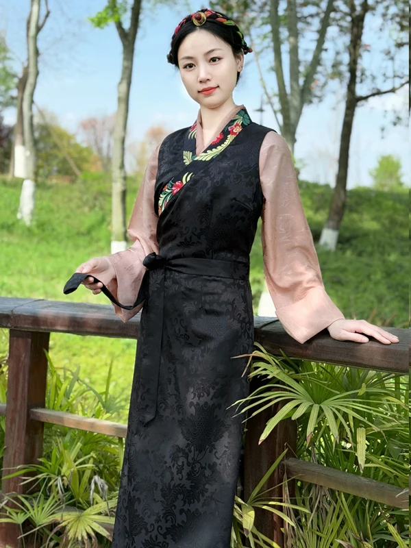 

New Women's Svel Tibetan Clothing Bolaa Long Skirt Spring Season Color Blo Lhasa Sle Ethnic Minori Faion