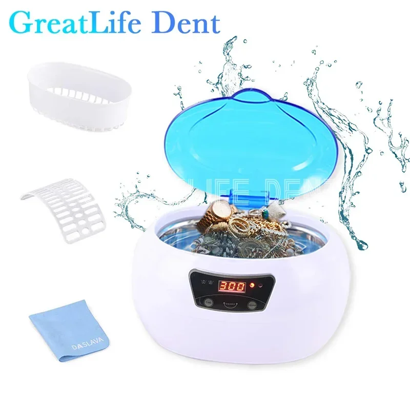 GreatLife Plastic 700ml Round Tooth Glasses Jewelry Dental Machine Round Ultrasonic Cleaner Small Ultrasonic Jewelry Cleaner