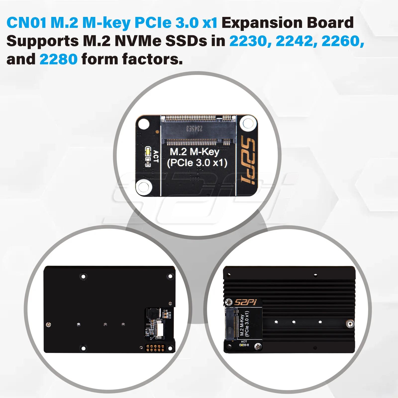 Imagem -03 - Armor Case com M-key M.2 Adaptador Pcie3.0 x1 Raspberry pi Suporta Ssds M.2 Nvme em 2230 2242 2260 2280 52pi