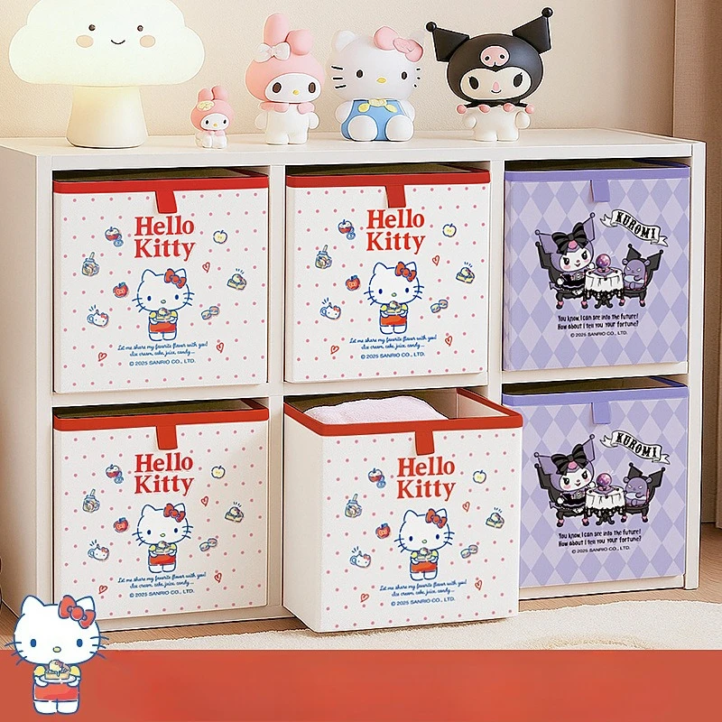 Japanese Sanrio Cartoon Foldable Storage Basket Home Office School Multi Use Clothes Stationery Organizer Box Kawaii New Hot