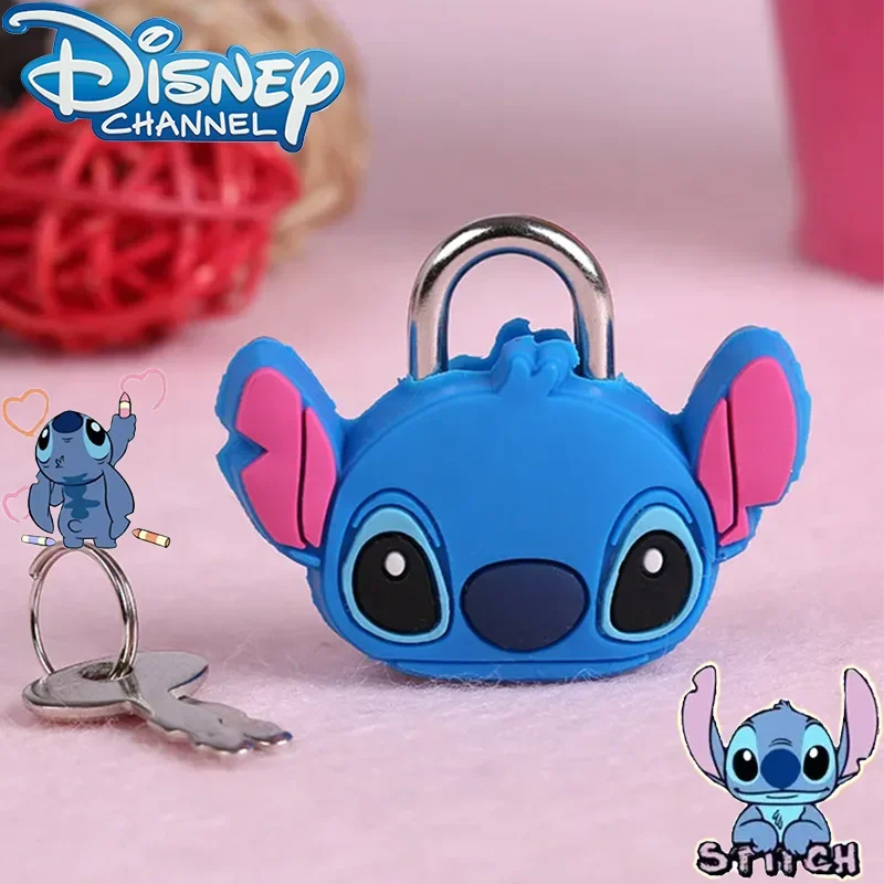 

Disney Stitch Cartoon PVC Doll Lock Metal Luggage Lock Mini Padlock Creative Cute Safety Anti-Theft Kids Gift Disney Products