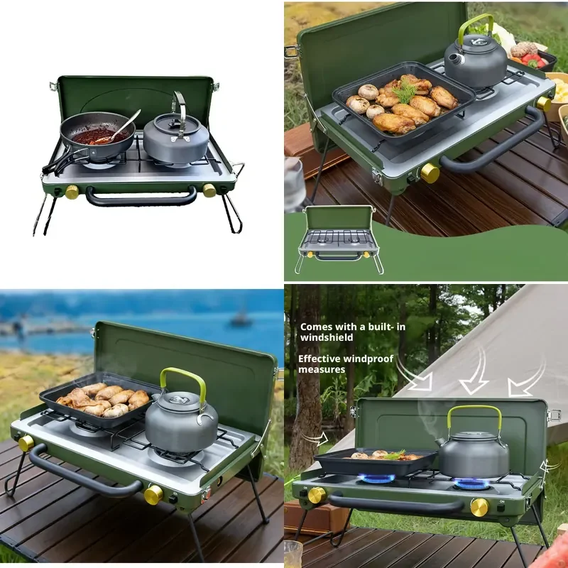 Stove Kitchen Portable 2 Burner Outdoor Mini Camping Stove 2 Burners Stainless Steel Portable Camping Stove Portable