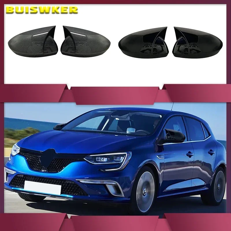 Bat Style Mirror Cover For Renault Megane 4 2016 2020 Rearview Mirror Cover 2 Pieces Cover Glossy Black Car Shields Exterior