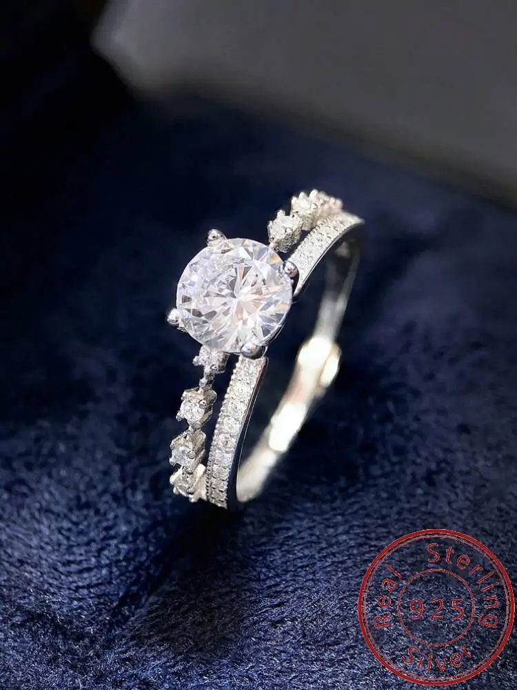 

925 Sterling Silver Exquisite Zircon Adjustable Ring For Women Engagement Wedding Luxury Fashion High Quality Fine Jewelry