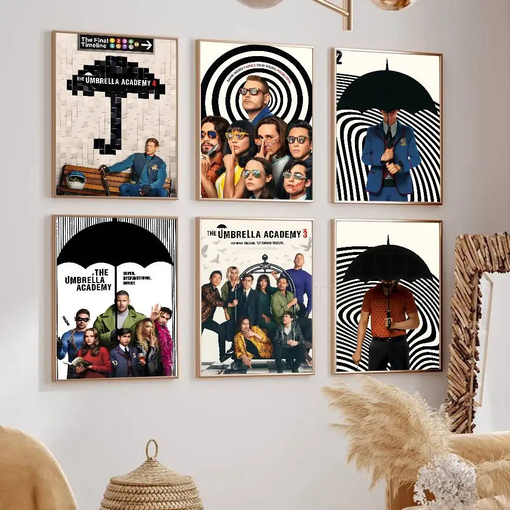 Series Superhero The Umbrella Academy Poster Self-adhesive Art Waterproof Paper Sticker Coffee House Bar Room Wall Decor