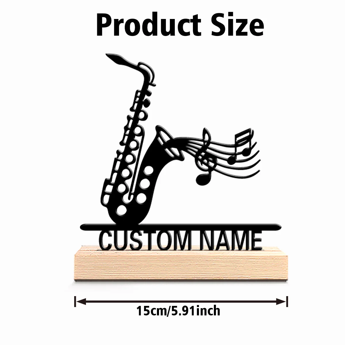 A Personalized Metal Custom Name Saxophone Desk Keepsake Ornament for Home, Rustic Decorations, Desktop Ornaments
