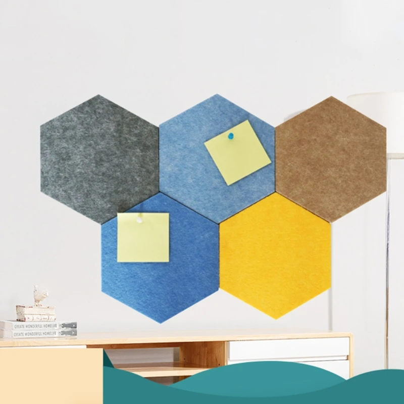 

12Pcs Hexagon Acoustic Absorption Panel Board Polyester Fiber Felt Soundproofing Insulation Beveled Edges Wall Tiles Dropship