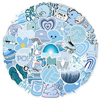 60PCS Cartoon Blue Aesthetic Small Fresh Graffiti Decorative Suitcase Guitar Skateboard Waterproof Stickers Wholesale