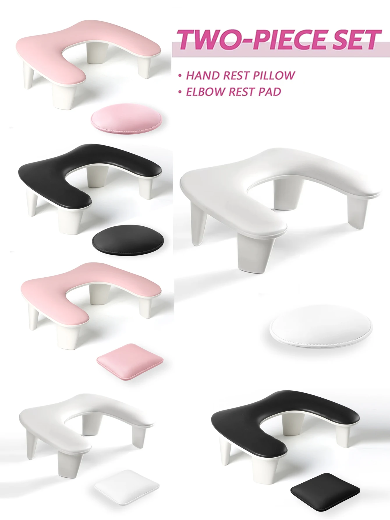 2個セット-puレザー-ネイルハンドピロー-ポータブル-取り外し可能スタンド-傾斜デザイン-ネイルアームレスト-ラウンドエルボーレストパッド-ネイルサロン用