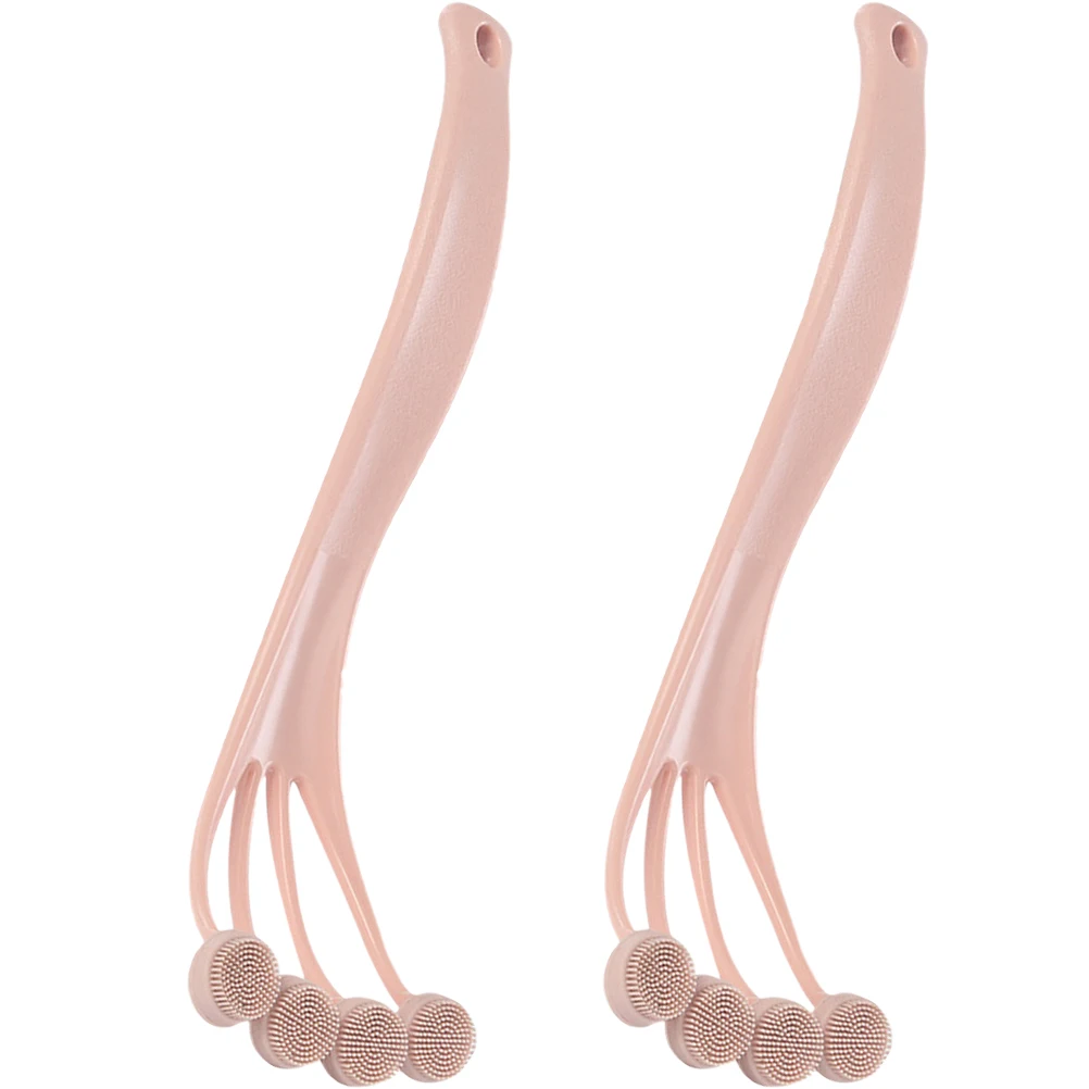 

2Pcs Silicone Shower Scrubber Long H Back Bath Tub Cleaner Daily Use Silicone Bath Brush Gift Ideas Set
