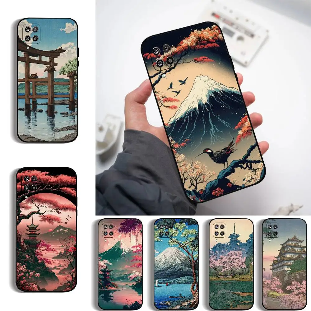 Ästhetische Handyhülle mit Mount-Fuji-Landschaftskarte für Samsung Galaxy S21 S22 S23 S24ULTRA S25ULTRA FE Ultra Plus A52S S26 Soft Cover