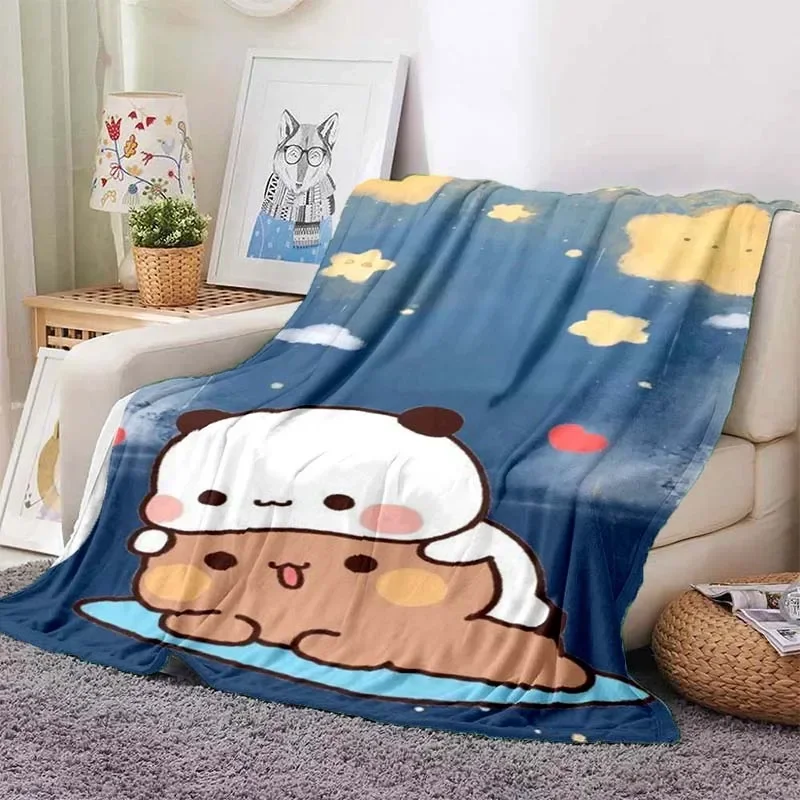 Cute Bubu and Dudu Series Blanket Cartoon Print Kids Warm Flannel Soft Comfortable Home Travel Blanket Bed Blanket Birthday Gift