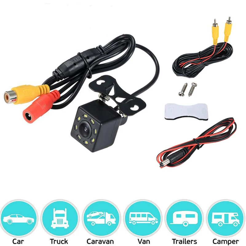 Caméra de recul HD pour voiture, vision nocturne, caméra de stationnement grand angle, vidéo de véhicule, 12 LED, nouveau