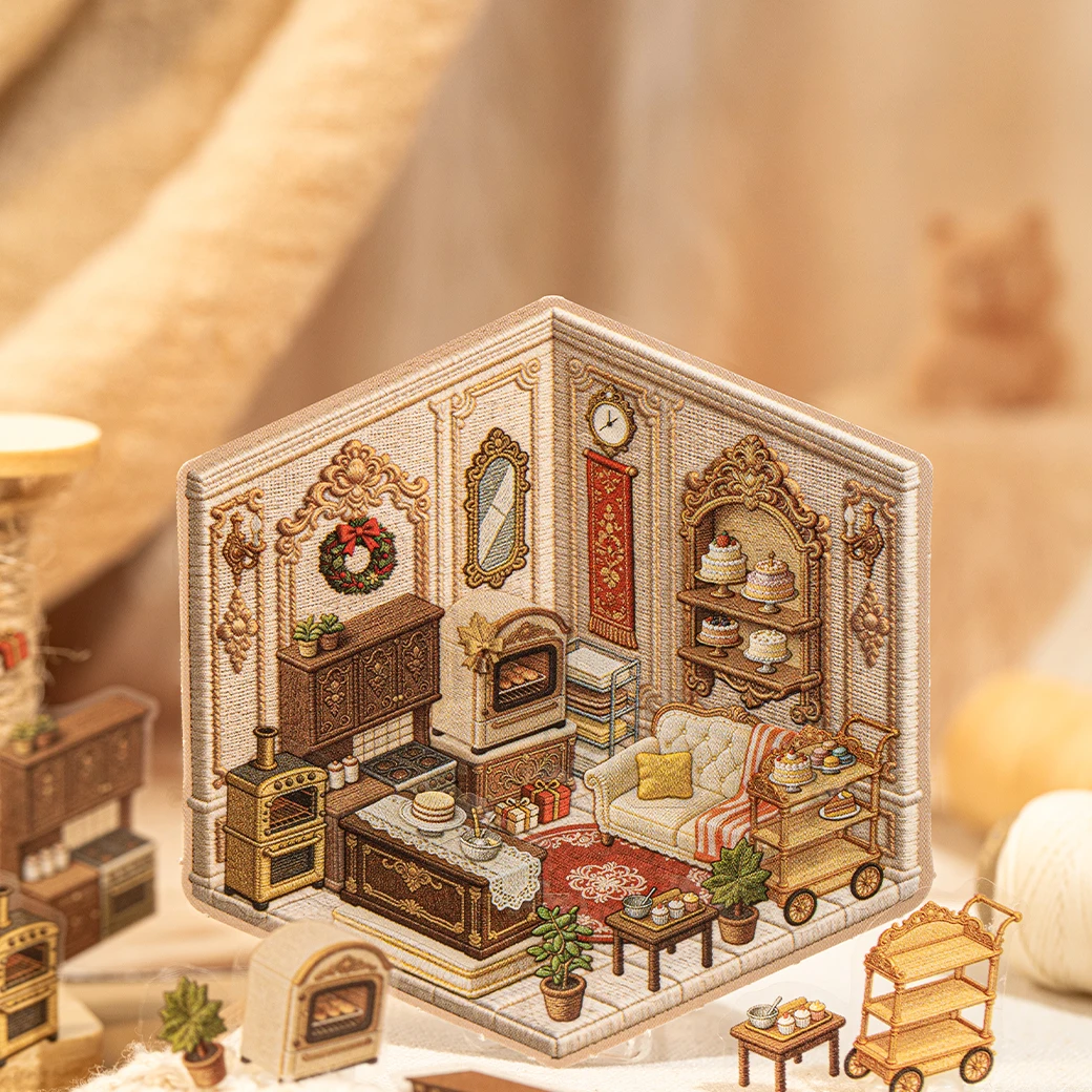 Kawaii Vintage Cottage  3D Fantasy Cabin  Landscape Sticker 