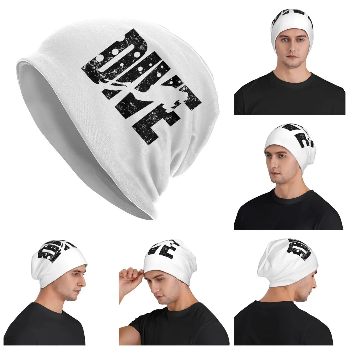 Dive Vintage Diver With Bubble Unisex Adult Beanies Caps Knitted Bonnet Hat Warm Fashion Autumn Winter Outdoor Skullies Hats