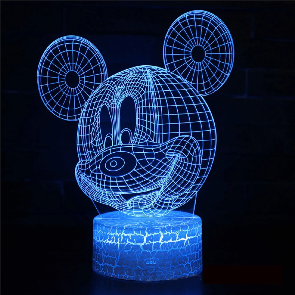 Disney Cartoon 3D Night Light Mickey Mouse Clubhouse LED Color Changing Light Bedroom Decorative Light Children\'s Birthday Gift