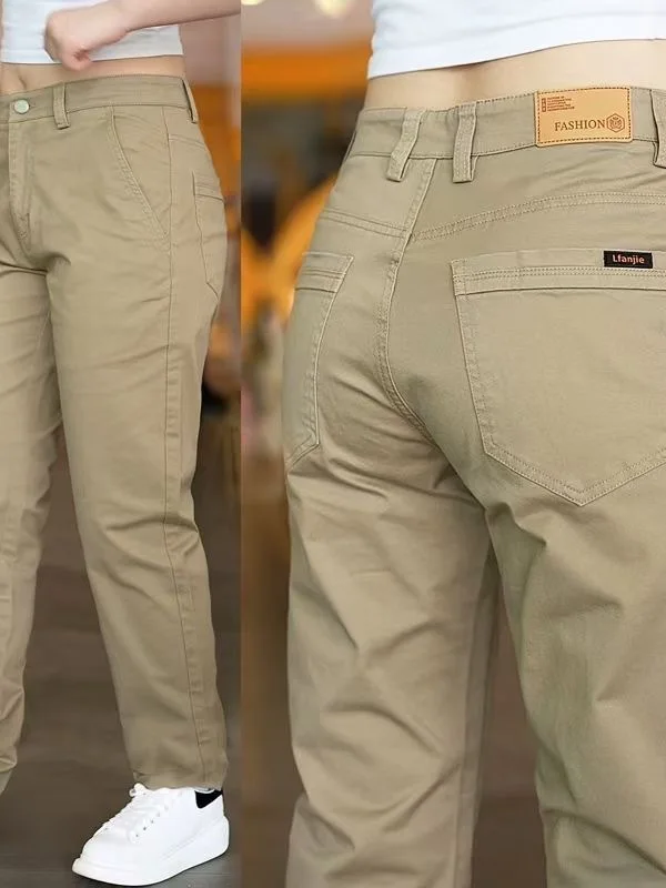 

Men's Cotton Straight Leg Casual Pants Wear Resistant Durable Slim Fit Faionable Long Trousers Workwear Casual Faion