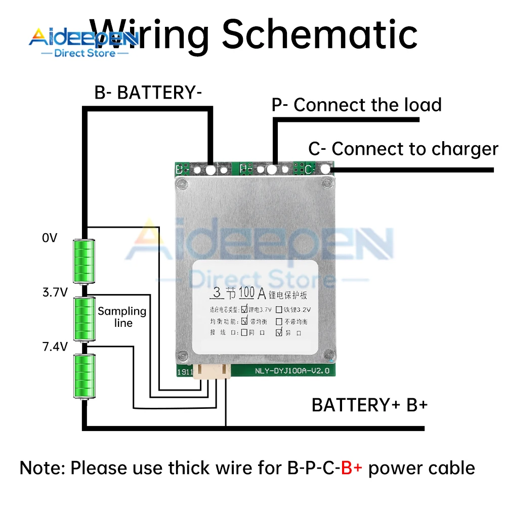 3S Bms 12V 65A 100A Li-ion Ternary Lithium Battery Protection Circuit Board Li-polymer Balance Charging Module With Equalizer