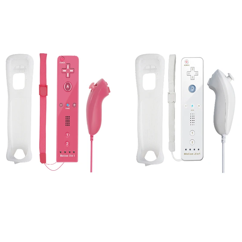 Für Nintendo Wii/Will U Joystick 2-in-1 Kabelloser Fernbedienungs-Gamepad-Controller-Set Optional mit Motion Plus und Silikonhülle für Videospiele