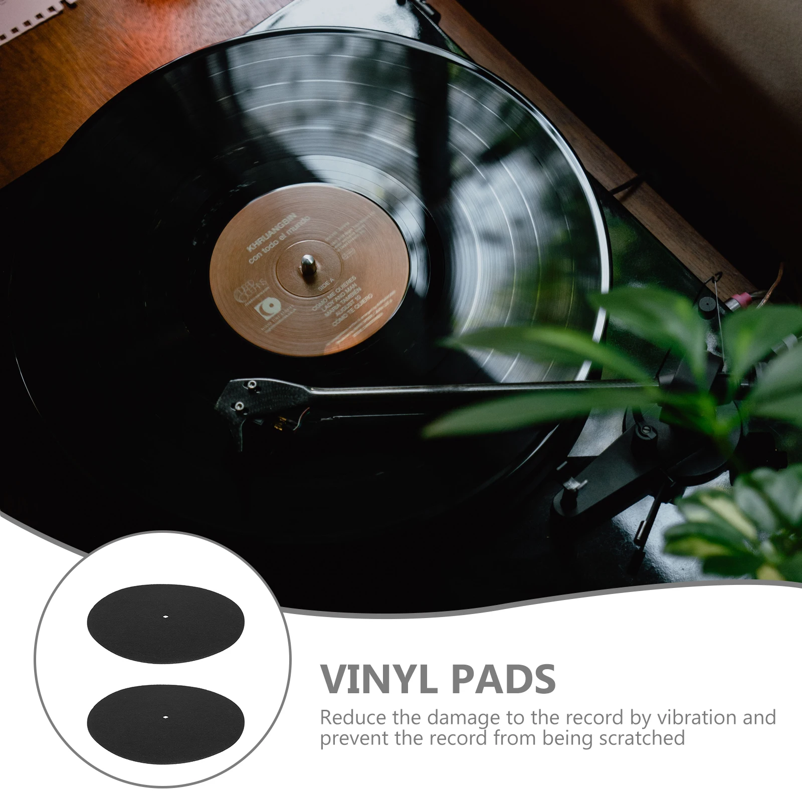 

2 Pcs Vinyl Record Protective Mat Non Slip Turntable Mats for Felt Platter Anti Shake Disc Player Accessories Home Use