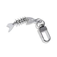Simple Metal Fishbone Charm Keychain Unique Hanging Ornament Keyring Fashion Pendants for Purse Bag Backpack Handbag
