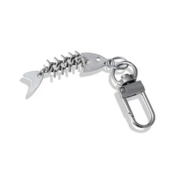 Simple Metal Fishbone Charm Keychain Unique Hanging Ornament Keyring Fashion Pendants for Purse Bag Backpack Handbag
