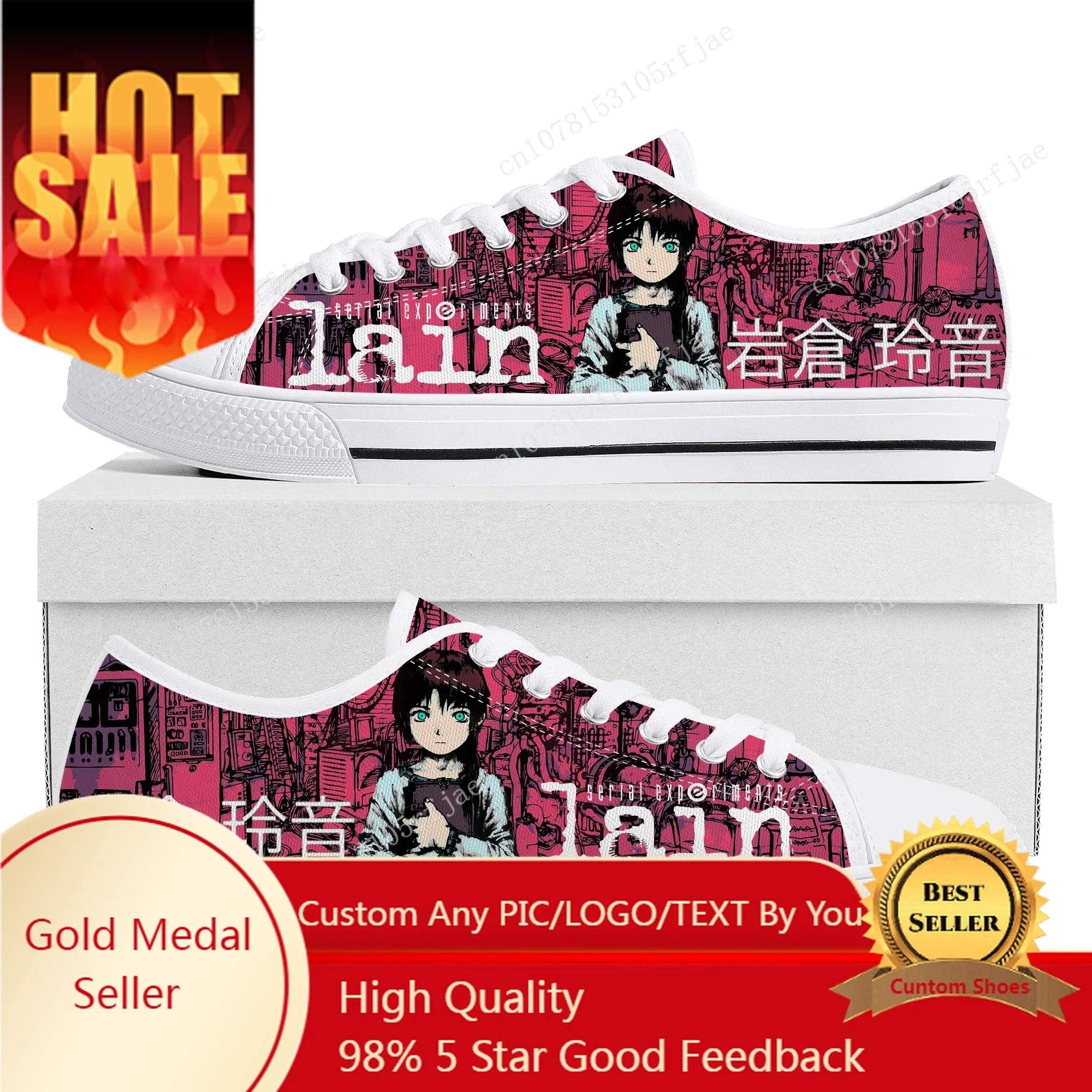 

Serial Experiments Lain Low Top Sneakers Cartoon Game Womens Mens Teenager Canvas Sneaker Couple Custom Built Shoes