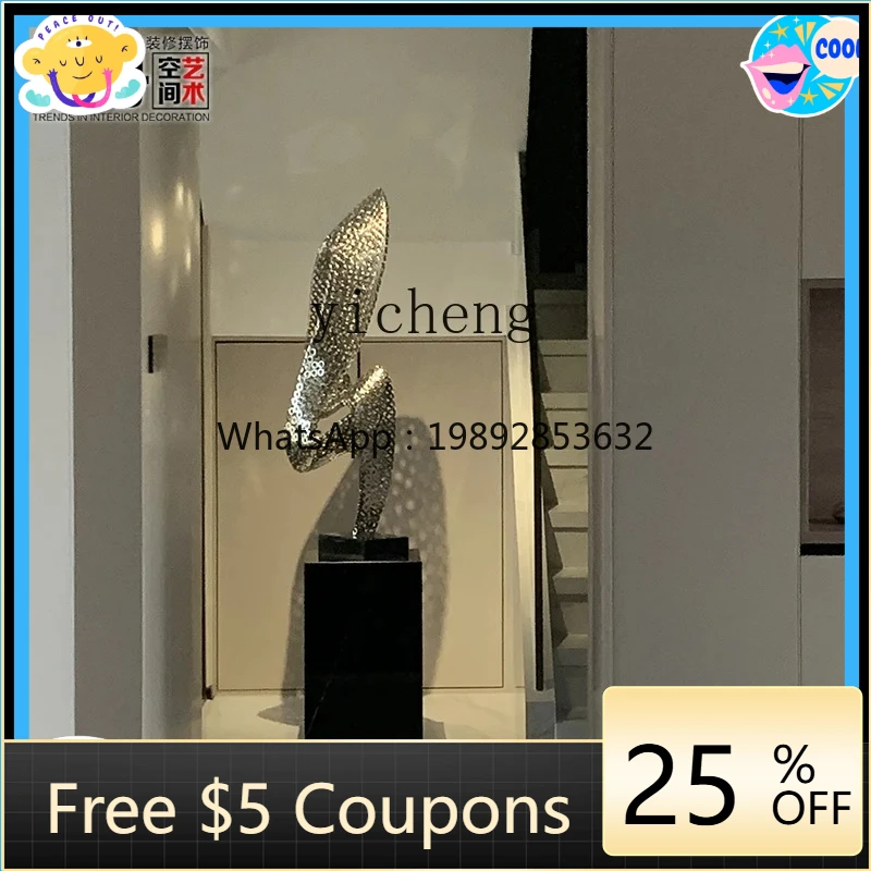 BB stainless steel ornament hotel lobby living room abstract metal decoration large floor art sculpture