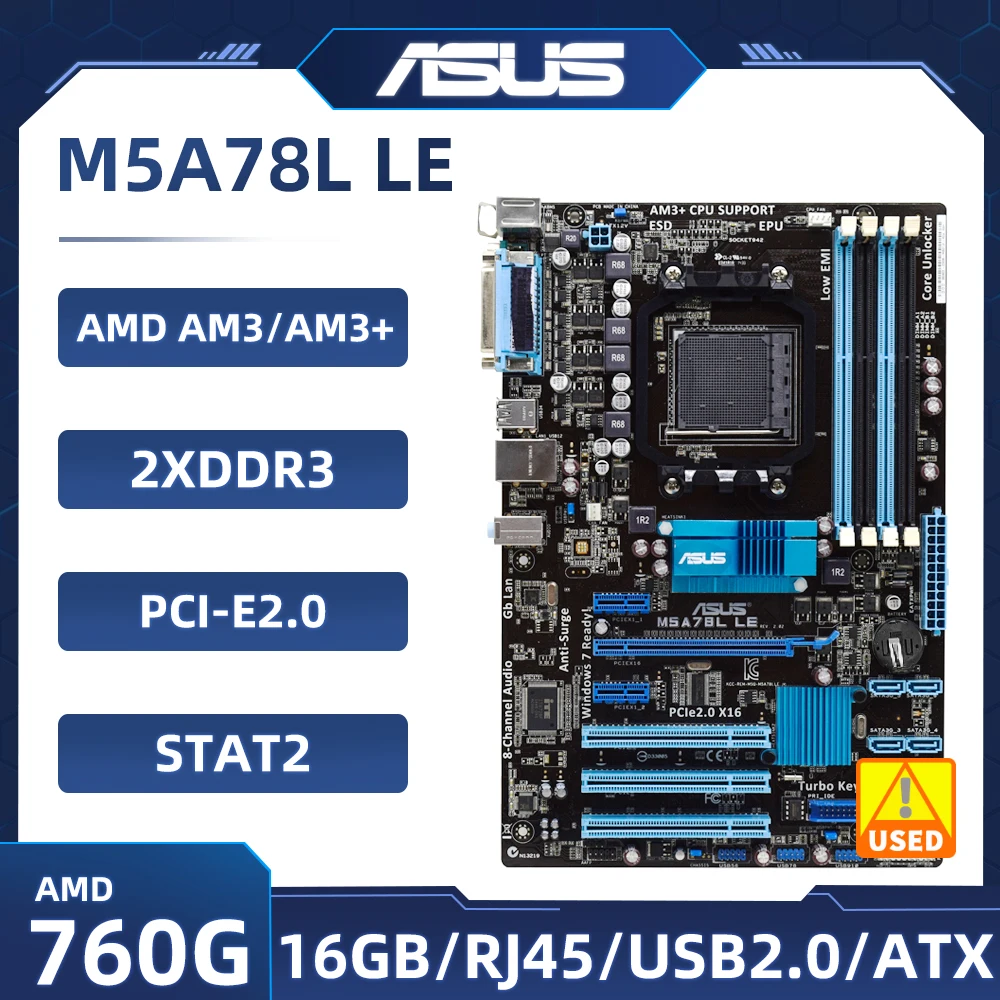 Asus M5A78L LE placa base Socket AM3/AM3 + DDR3 16GB compatible con Athlon IIX2 245e 280 FX-8320 FX-8100 FX-6300 FX-4150 cpu ATX