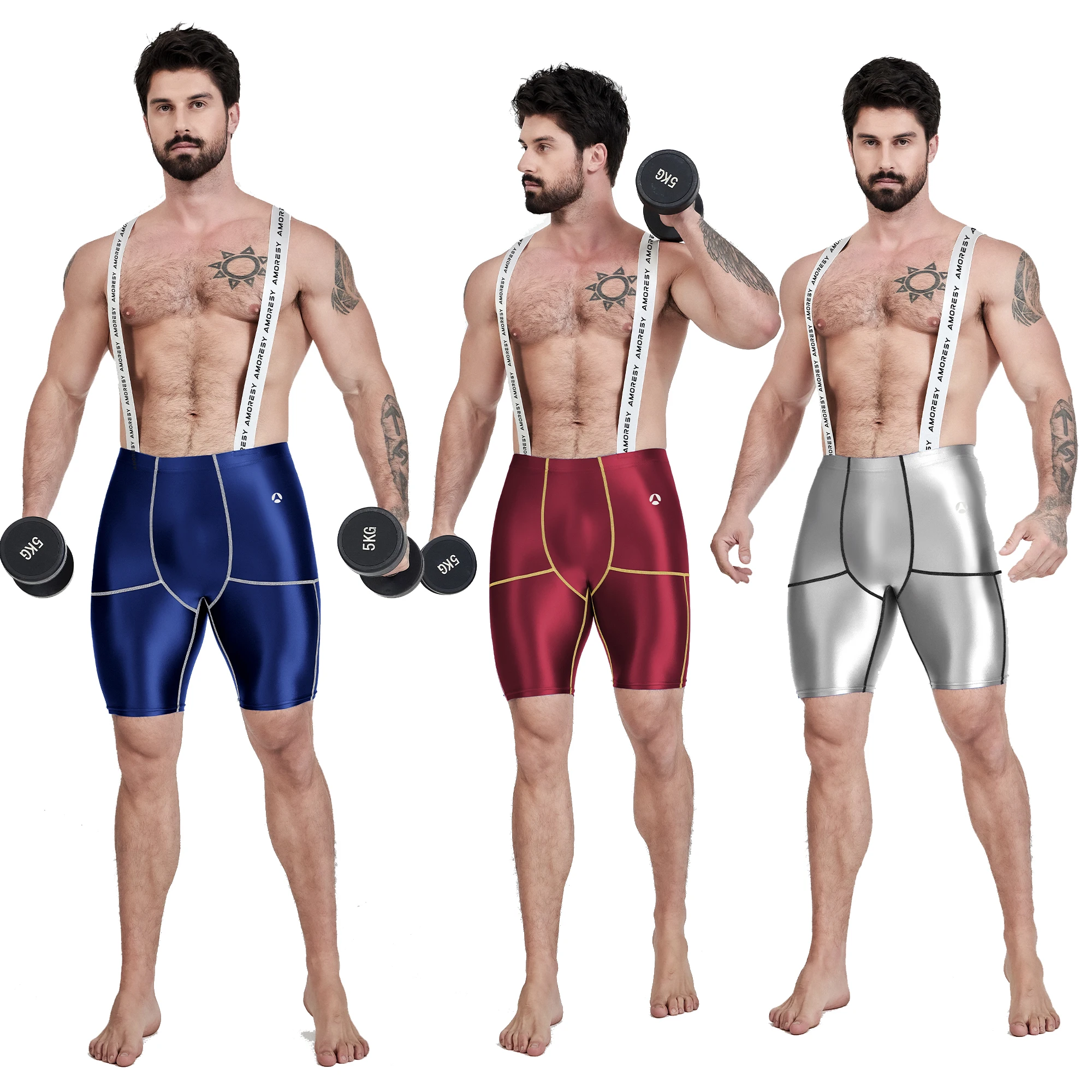 

AMORESY Aurelius Series Tight Solid-color Capri Pants Running Outdoor Cycling Waistband Sports Shorts Jumpsuit Overalls Playsuit