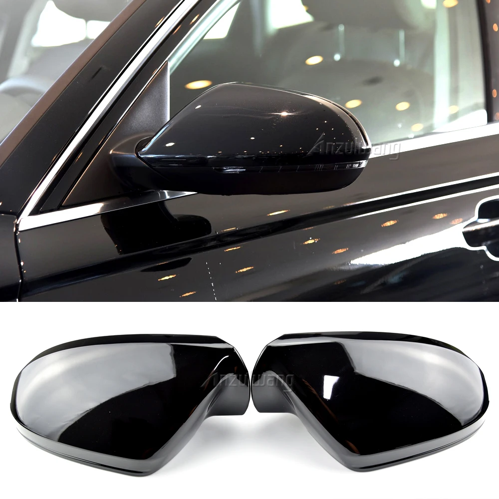 

Car Mirror Cover For Audi A6 C7 S6 RS6 2013+ Carbon black and bright black Rearview Mirror Cover Protection Cap Car Styling