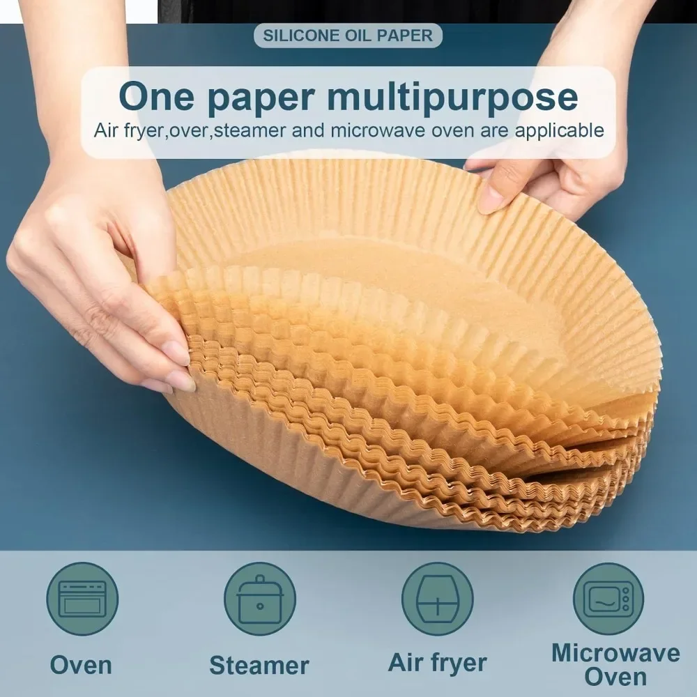 50-500Pcs Air Fryer Paper Disposable Round Square Air Fryer Liners Baking Paper for Air Fryer Microwave Oven Frying Pan