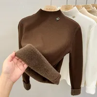 fleece sweaters,Women's Long Sleeve sweater, Thick, Warm, Bottoming, Velvet, Half Turtleneck, Pullover, Casual,Autumn, Winter,