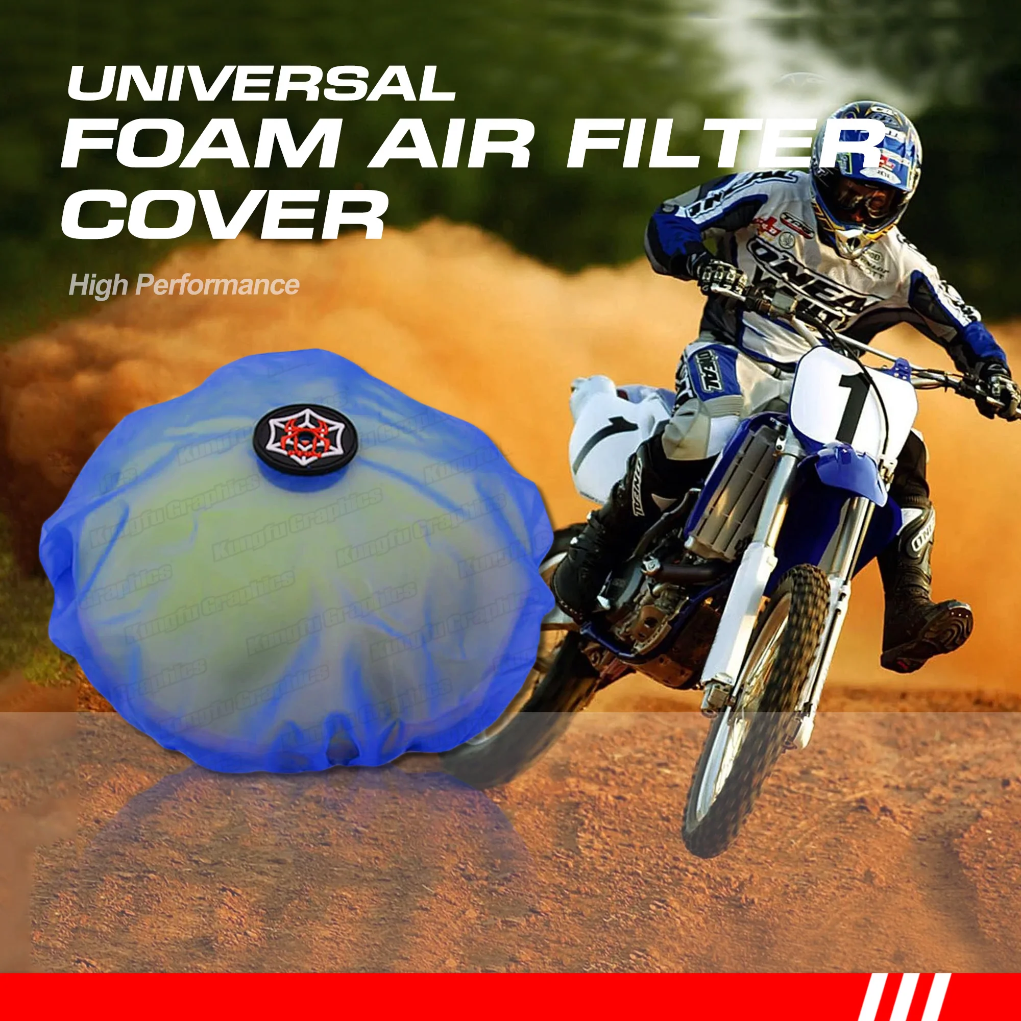 

Motorcycle Washable Air Filter Wrap Dust Sand Sock Protective Cover Universal, Blue Neon Green Orange