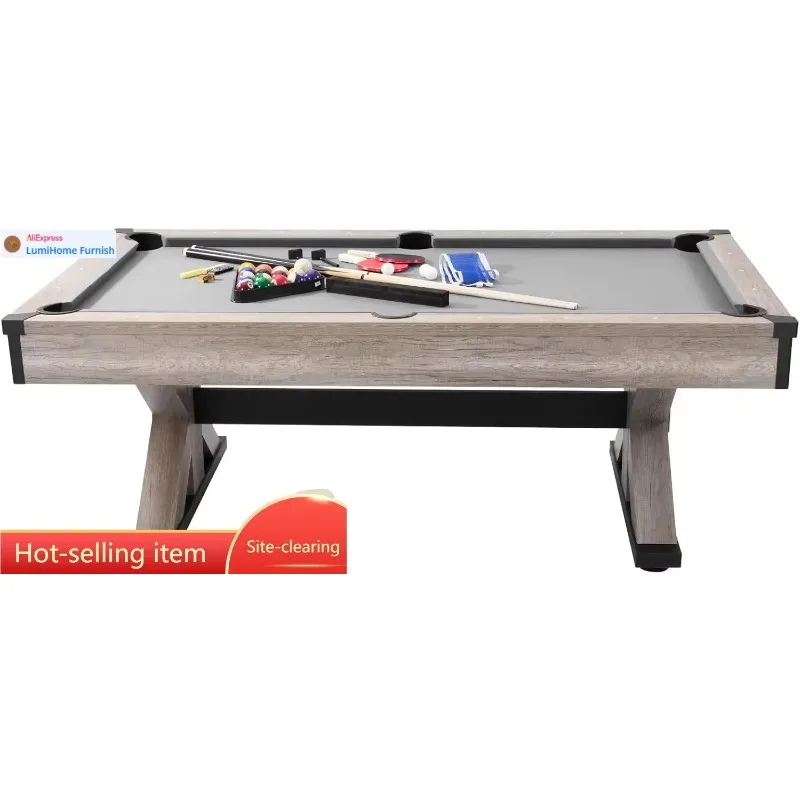 7ft 3-in-1 Multi Game Table with Dining, Pool, and Tennis Table, for Family Game Room Adults, Includes Full Set of Accessories