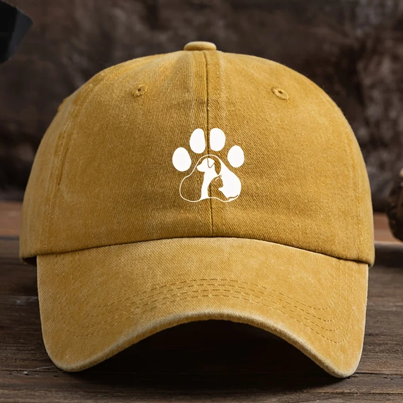 Lustige Baseballmütze mit Hundeklauen- und Katzenmuster für Herren, modische und vielseitige Entenbekämpfungsmütze