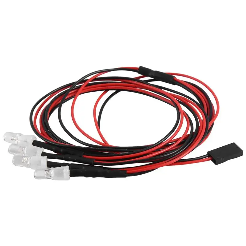 Zestaw LED A19Q-4 do modeli RC, pasuje do samochodów RC 1/10, ciężarówek, crawlerów, modeli RC, samochodów driftowych, reflektory, światła tylne, 5 mm