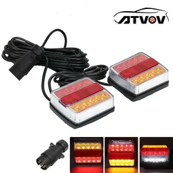 ATVOV 1 Set 20 LED Rear Towing Tow Tail Light 10m 12V 7 Pin Brake Stop License Number Plate Lamp Caravans Campers ATV Boat RV