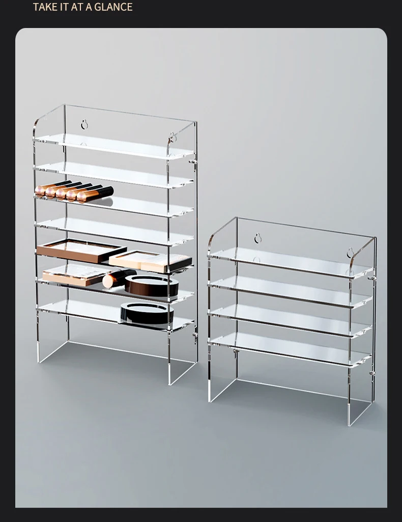 5/8/11Layer Acrylic Makeup Storage Rack Bathroom Organizer Display Shelf  for Lipstick Nail Polish Eyebrow Pencil Eyeshadow Tray