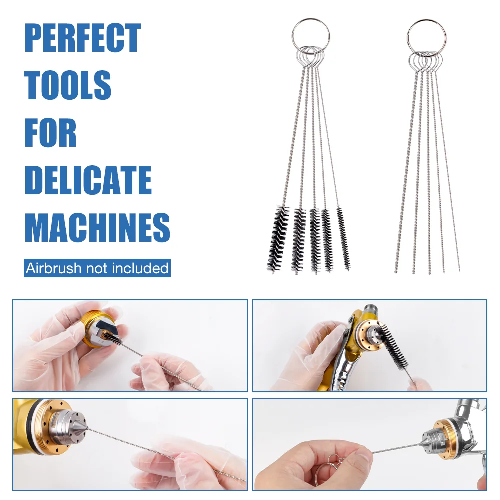 11/22 pcs AirBrush Spray Gun Nozzle Cleaning Set Needle Brush Repair Tool Stainless Steel Handle Precision Car Motorcycle Kit