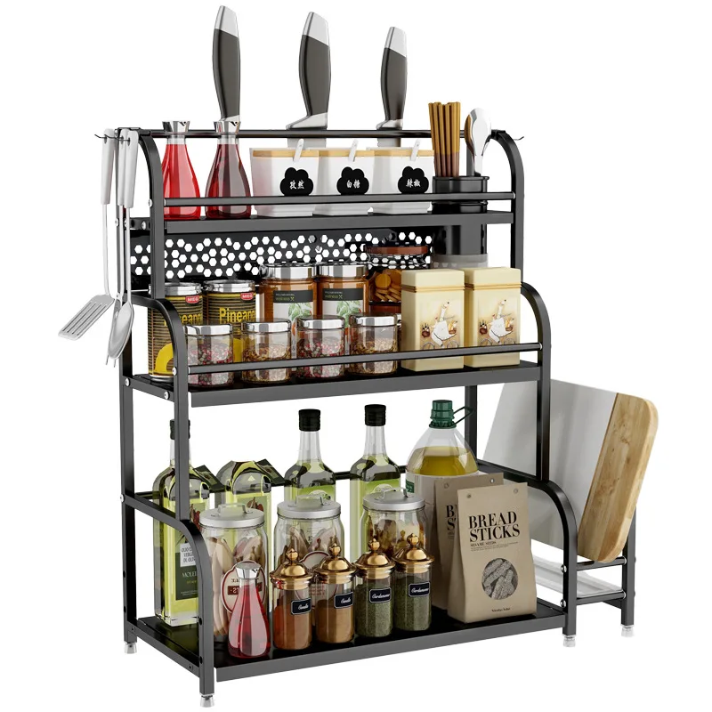 Imagem -02 - Stainless Steel Kitchen Storage Rack Tempero Prateleira de Pauzinhos Knife Jar Organizer Acessórios Domésticos Camadas