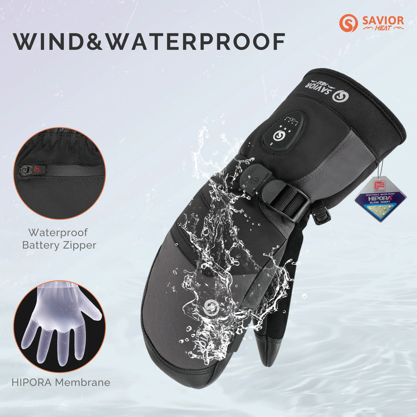 Savior Heated Skiing Gloves Winter Heated Gloves 3000amh Warm Waterproof Rechargeable For Bluetooth Thermal Gloves Men Women