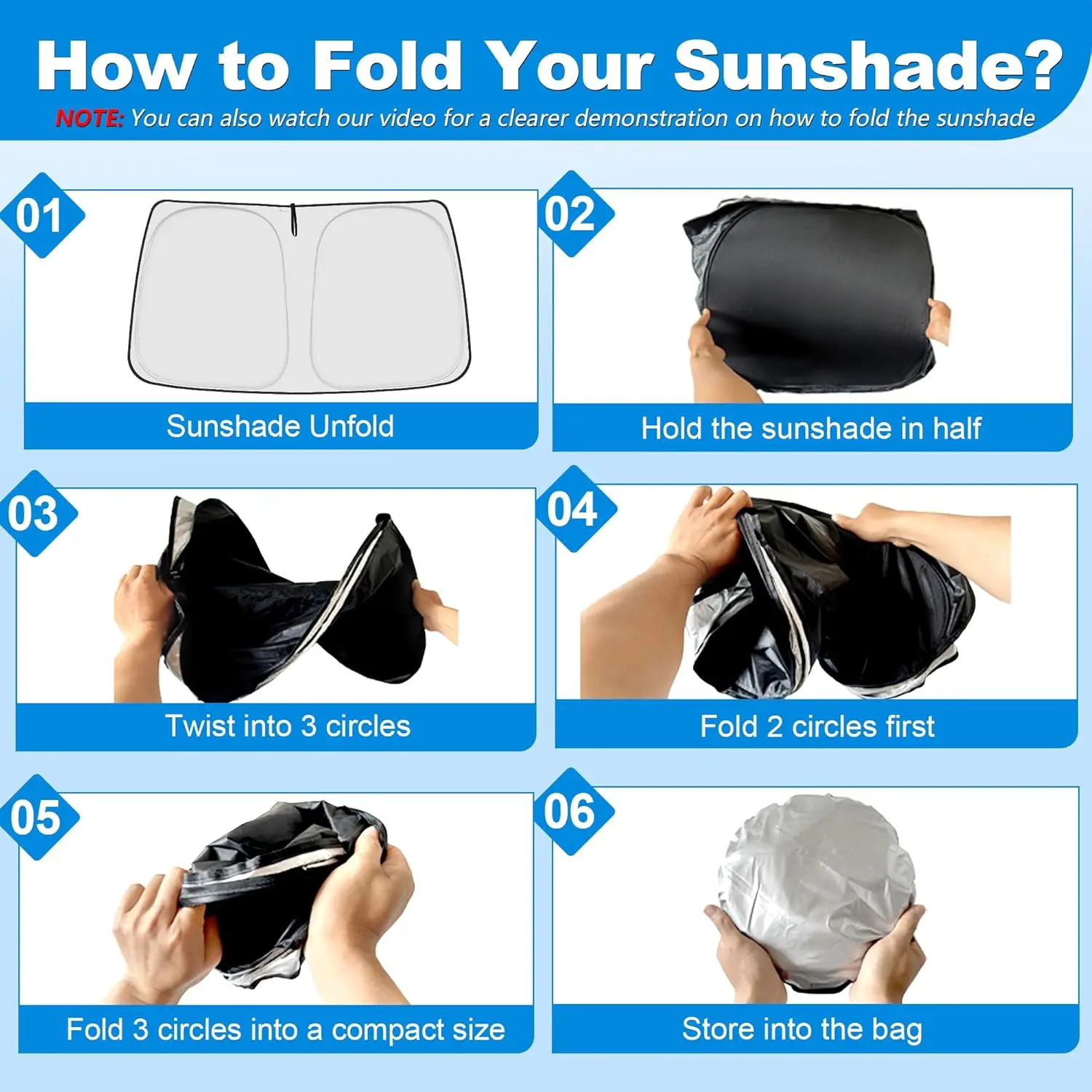 Foldable Sun Shade for Chevy Express Vans 1996-2025, Blocks UV & Heat, Pack of 3