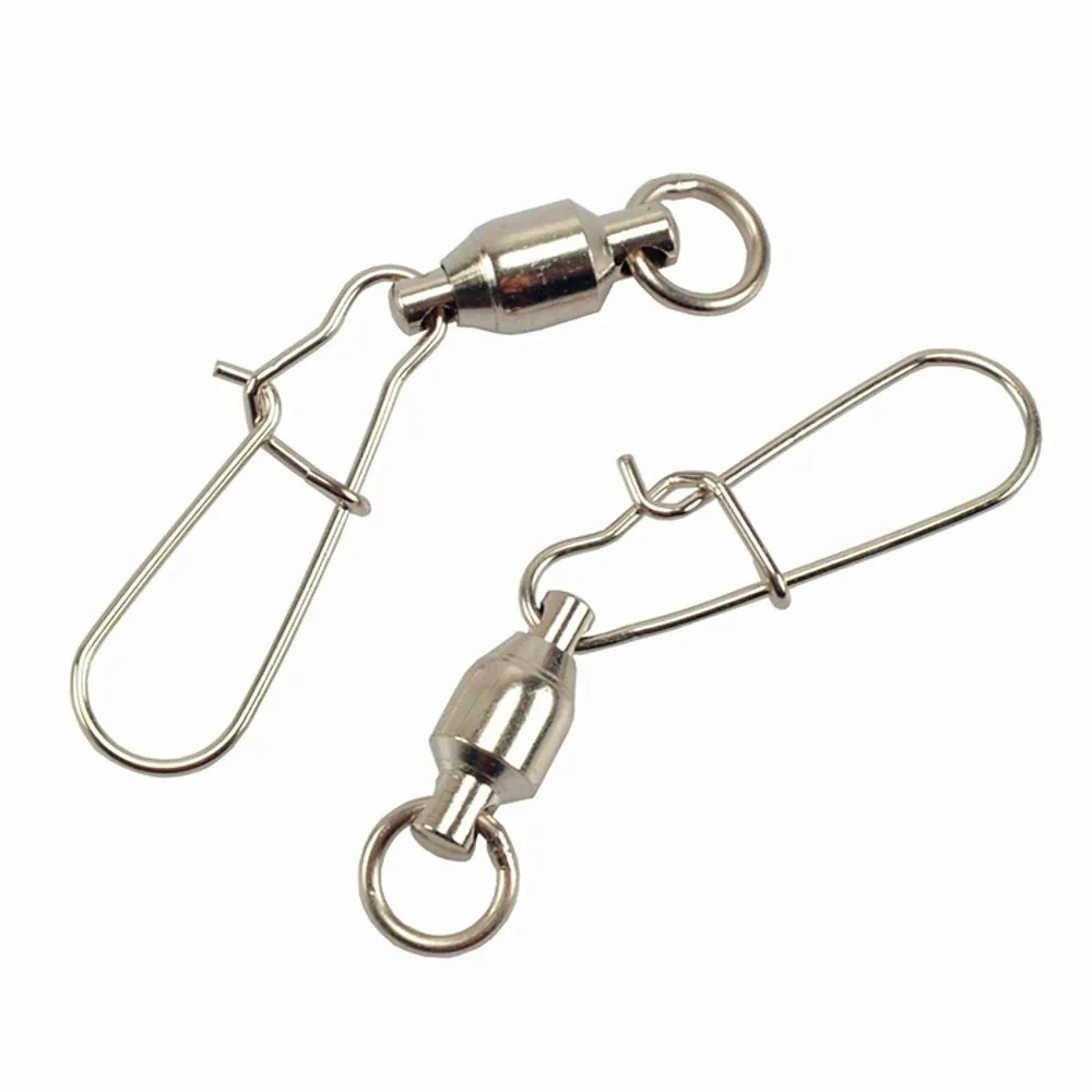 200pcs Fishing Supplies Swivels Clip Lock Snap Copper Barrel Ball Bearing Swivel Lure Saltwater Fishing Tackle Accessories Pesca