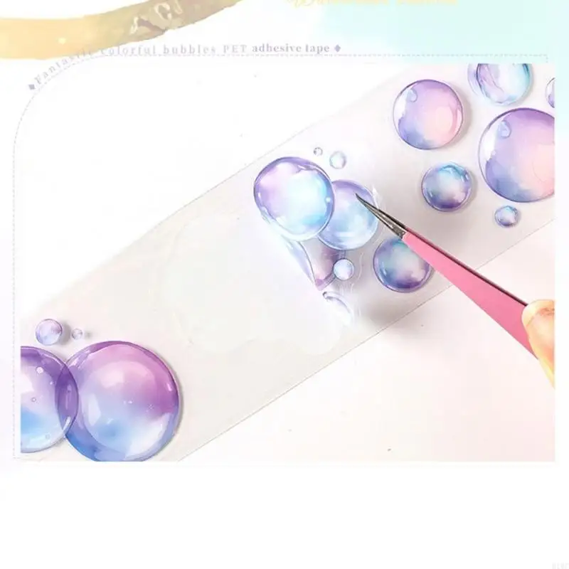 NonToxic Bubble Art Adhesive Tape for Crafting School Supplies and Wall Decorations Sticker Roll in Dreamy Aquatic Color 