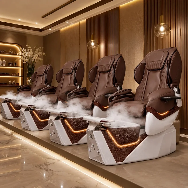 Pedicure Spa Chair Foot Bath Basin Remote Control LED Light Steam Function Massage Function for Nail Spa Salon