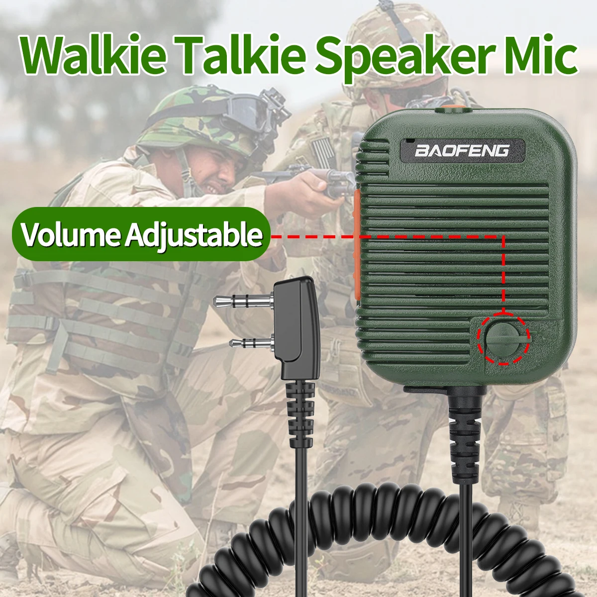 Baofeng-AR-152 Walkie Talkie microfone, alto-falante de rádio PTT, Keenwood 2 pinos tipo microfone portátil para UV-K5, UV-21 Pro, DR-1801