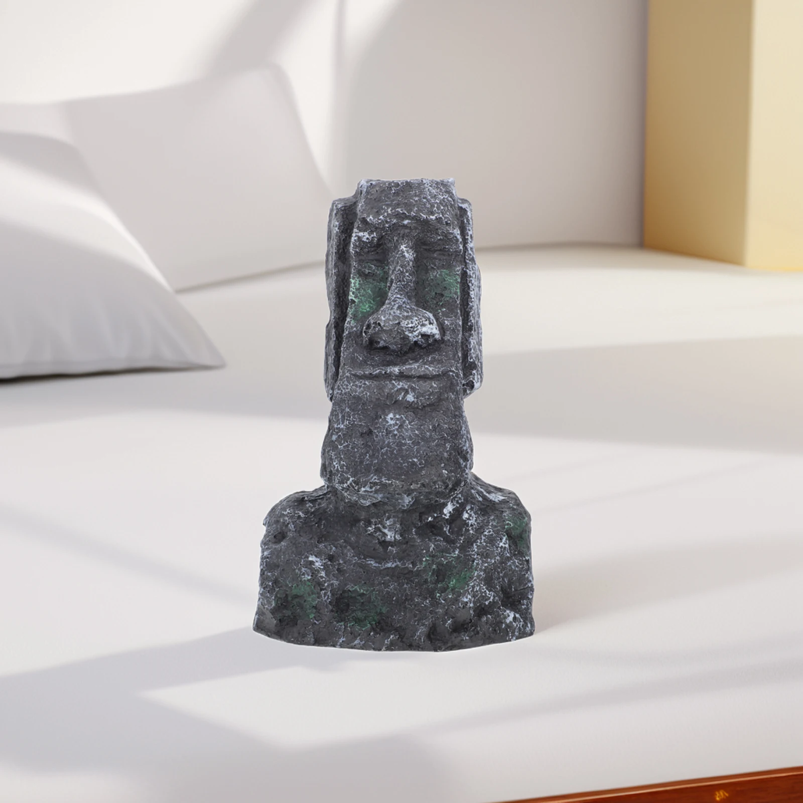 Roman Statue Decor Sculpture Desktop Resin Stone Moai Head Statue Ornament Fish Tank Rockery Landscaping - Image 5