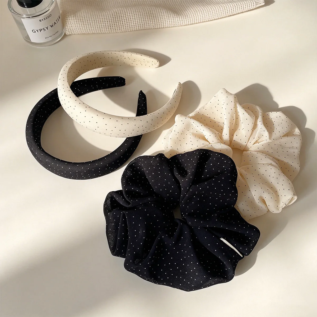 Sweet and Versatile Large Intestine Hair Band Versatile Polka Dot Low Ponytail Hair Accessories High-end Temperament Headgear